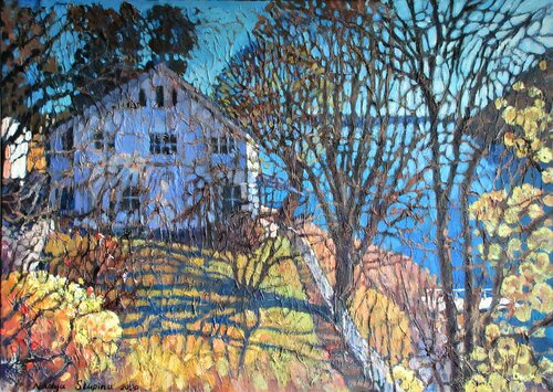Lace of April . House near Oslo fjord. by Nadezda Stupina, 회화 for Sale on Singulart