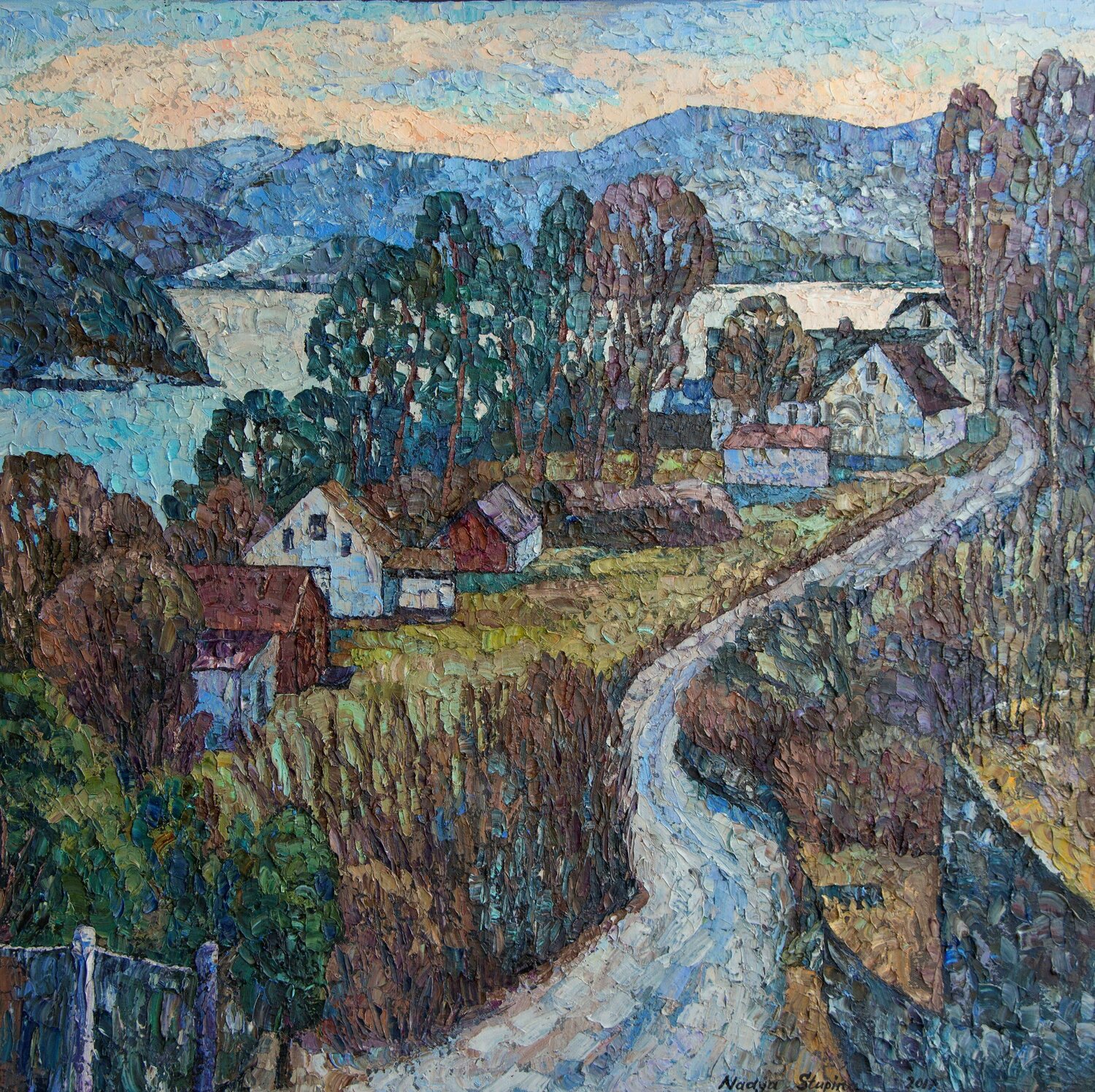 Road along the Fjord Nadezda Stupina Originalgemälde zu verkaufen