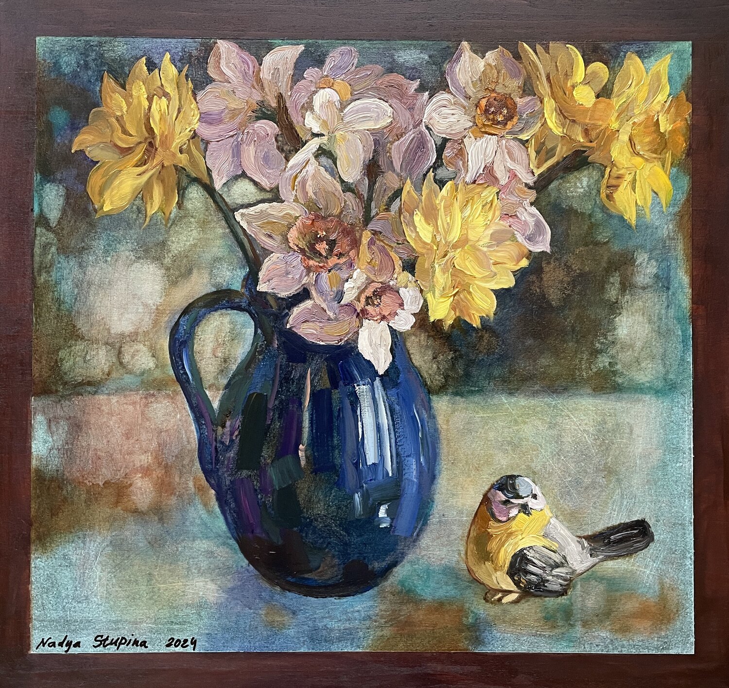 Daffodils In a blue vase Nadezda Stupina