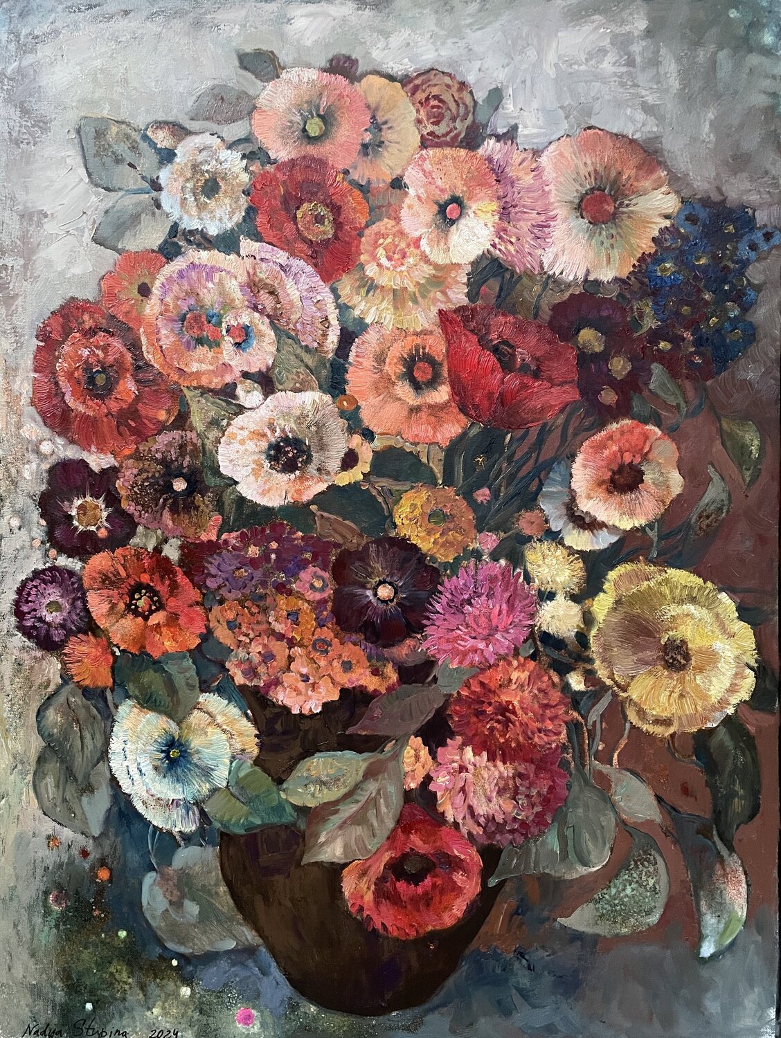 Bouquet in a brown vase Nadezda Stupina