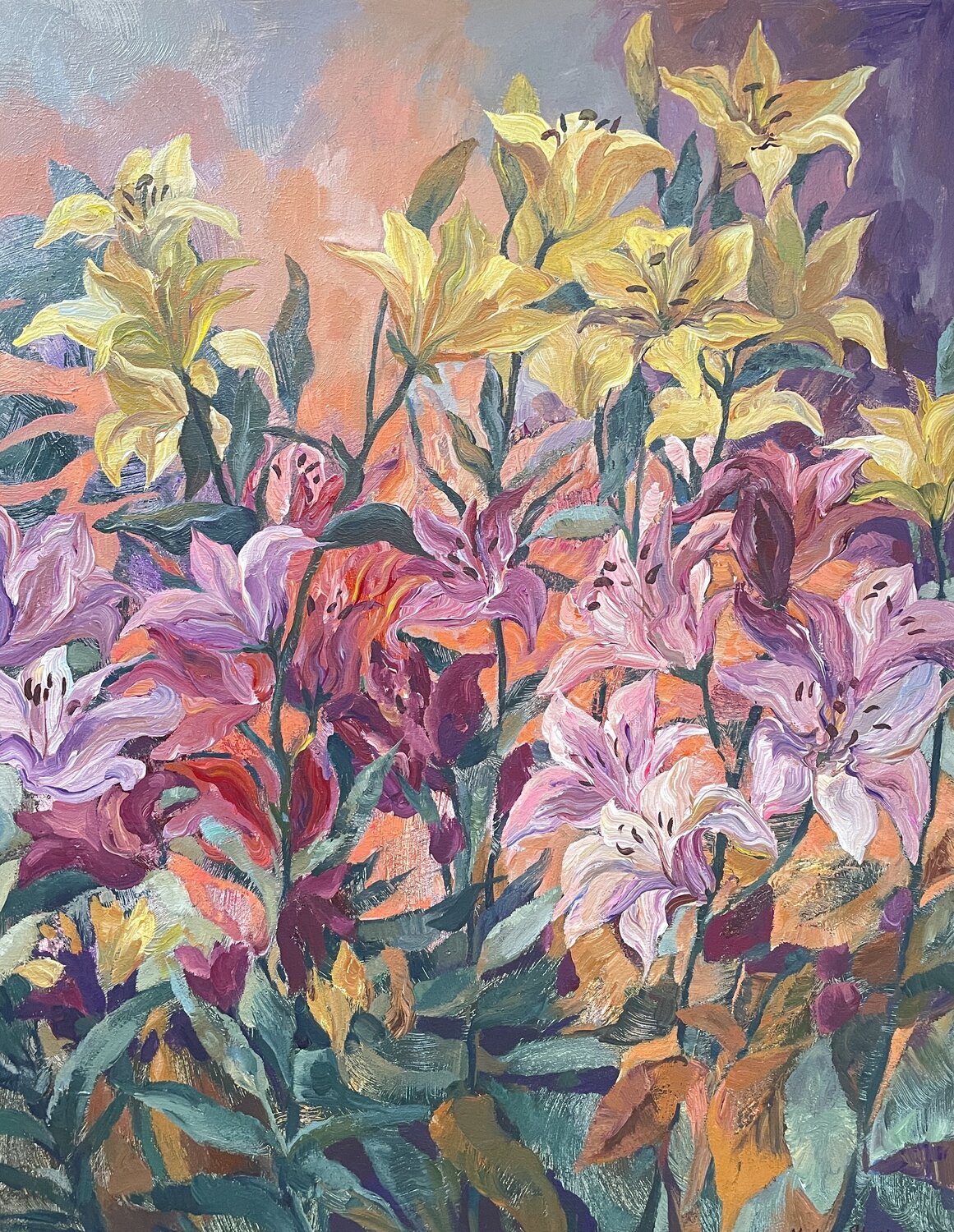 Lilies in Gauguin’s garden Nadezda Stupina Originalgemälde zu verkaufen