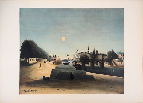 Paris Ile de la Cité et Notre Dame, lithographie originale signée Henri Rousseau