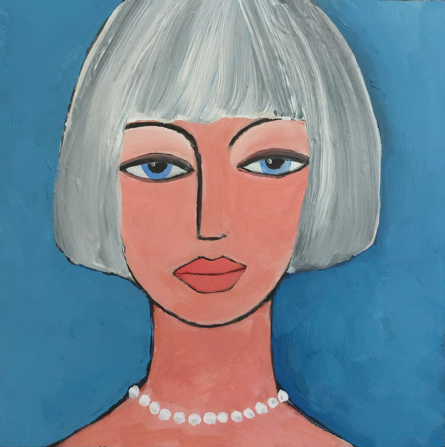 Blue eyes di Nelly Van Nieuwenhuijzen (2022): Pittura a Acrilico