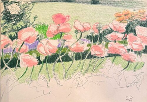 Pink Flowers par Emilio Sanchez, Œuvre sur papier en vente sur Singulart