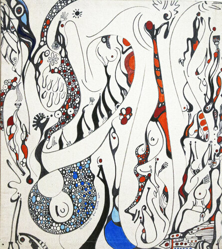 The Flabbergasted Giraffe van Nathalie Gribinski, Schilderij te koop op Singulart