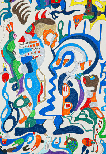 Birds with Vacuum von Nathalie Gribinski, Malerei kaufen auf Singulart