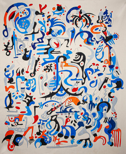 Kissing Blue van Nathalie Gribinski, Schilderij te koop op Singulart