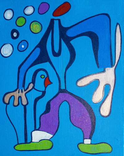 Man with Bird van Nathalie Gribinski, Schilderij te koop op Singulart