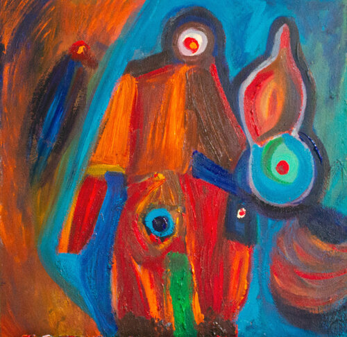 Man and Bird von Nathalie Gribinski, Malerei kaufen auf Singulart