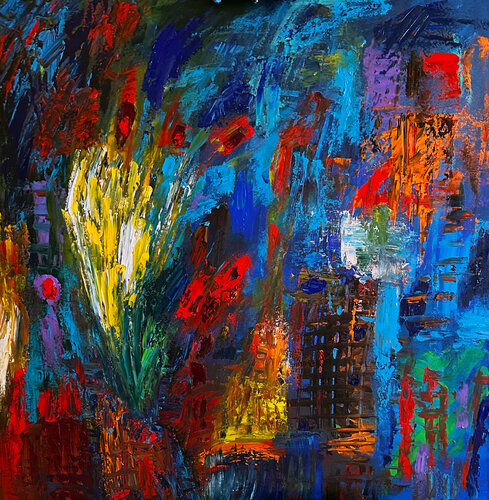 Burned Cities by Nathalie Gribinski, Painting for Sale on Singulart