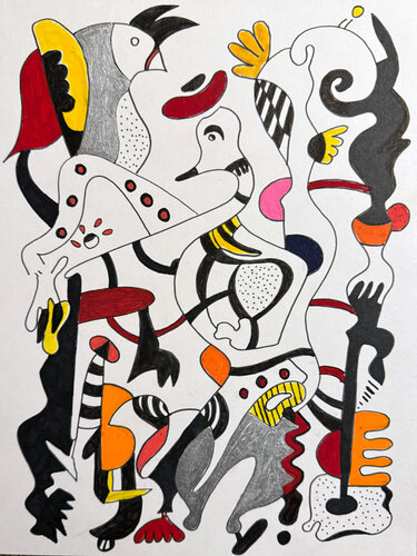 Dance of the Golden Rooster by Nathalie Gribinski, 소묘 for Sale on Singulart