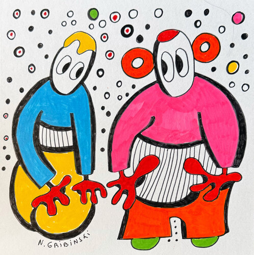 Between Tow Hearts by Nathalie Gribinski, Work on Paper for Sale on Singulart