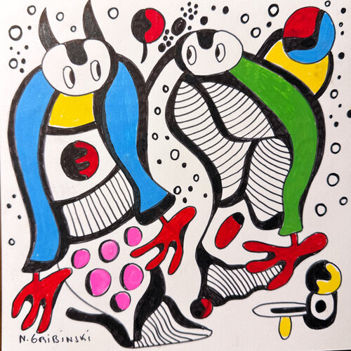 The Horned One and the Dreamer par Nathalie Gribinski, Œuvre sur papier en vente sur Singulart