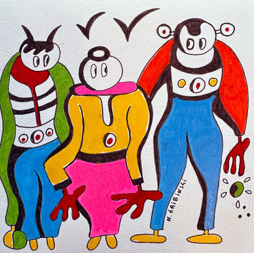 Harmony in Three Voices by Nathalie Gribinski, Work on Paper for Sale on Singulart