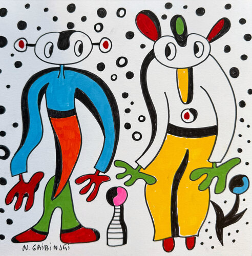 The Meeting Under Dots by Nathalie Gribinski, Work on Paper for Sale on Singulart