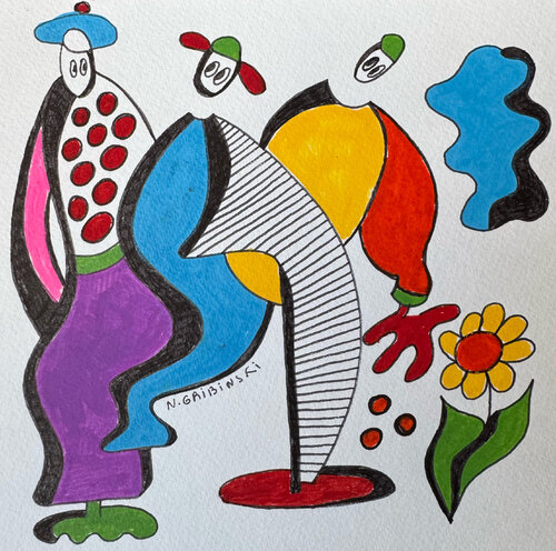 They Spoke top the Sunflower par Nathalie Gribinski, Œuvre sur papier en vente sur Singulart