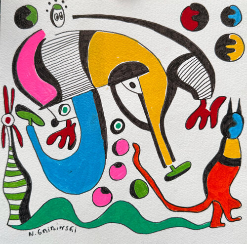 The PaInter's Cat par Nathalie Gribinski, Œuvre sur papier en vente sur Singulart