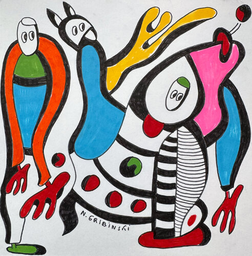 The visitor with Striped Legs by Nathalie Gribinski, Work on Paper for Sale on Singulart