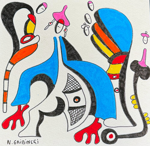 We are One in Three colors by Nathalie Gribinski, Work on Paper for Sale on Singulart