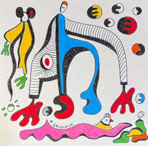 Converstations in Scarlet by Nathalie Gribinski, Work on Paper for Sale on Singulart