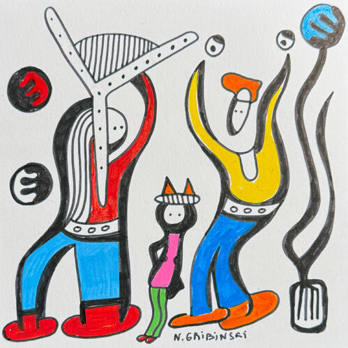 The Little One and the Giants par Nathalie Gribinski, Œuvre sur papier en vente sur Singulart