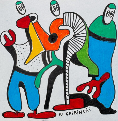 The Speaker and the Listeners par Nathalie Gribinski, Œuvre sur papier en vente sur Singulart