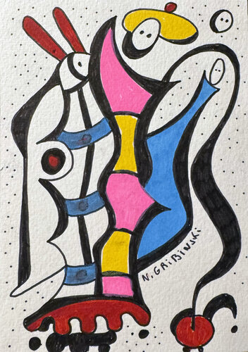 Between Dots and Dreams par Nathalie Gribinski, Œuvre sur papier en vente sur Singulart
