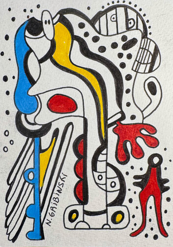 Chromatic Encounter par Nathalie Gribinski, Œuvre sur papier en vente sur Singulart