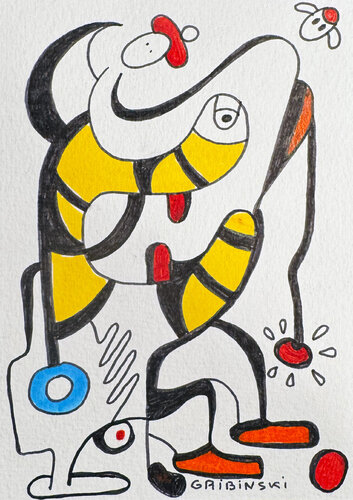 Yellow Acrobat par Nathalie Gribinski, Œuvre sur papier en vente sur Singulart