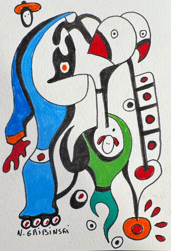 Two Birds and a Thought par Nathalie Gribinski, Œuvre sur papier en vente sur Singulart