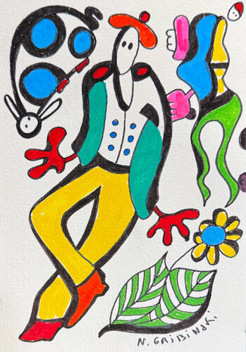 The Dreamer and the Ladybug par Nathalie Gribinski, Œuvre sur papier en vente sur Singulart