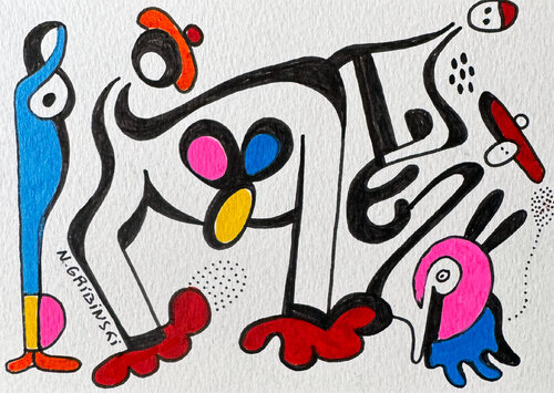 The Dancer and the Bird par Nathalie Gribinski, Œuvre sur papier en vente sur Singulart