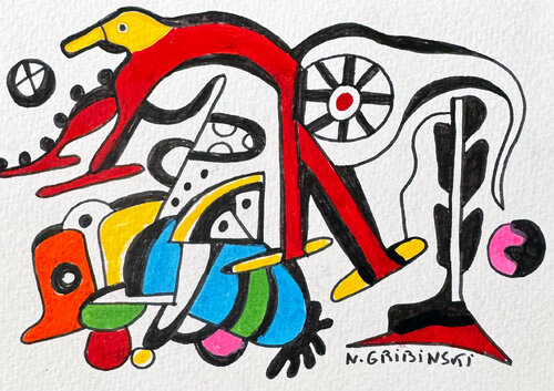 Flight Over Wheels van Nathalie Gribinski, Werk op papier te koop op Singulart
