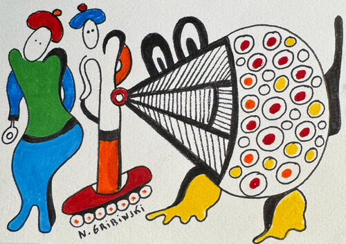 The Polka-Dot Creature di Nathalie Gribinski, Opera su carta in vendita su Singulart