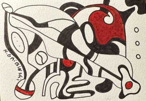 Heartbeat in Black and Red par Nathalie Gribinski, Œuvre sur papier en vente sur Singulart