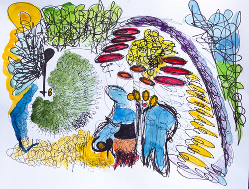 Gold Feast par Nathalie Gribinski, Œuvre sur papier en vente sur Singulart