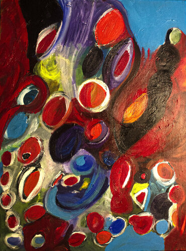 I see a red spot and I want to paint it black by Nathalie Gribinski, Painting for Sale on Singulart