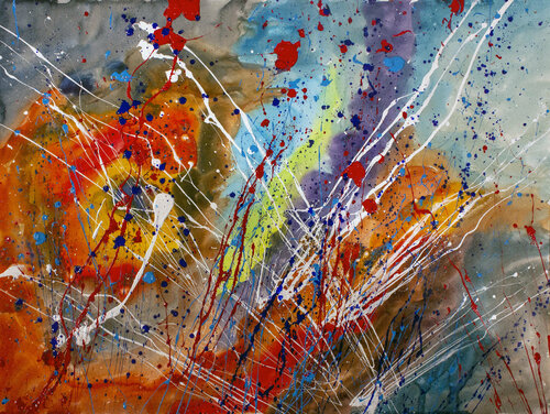 Fireworks in the middle of a storm par Nathalie Gribinski, Peinture en vente sur Singulart