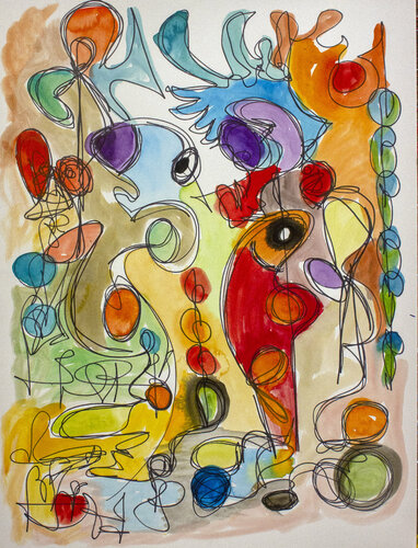 Fish Dancing by Nathalie Gribinski, Painting for Sale on Singulart