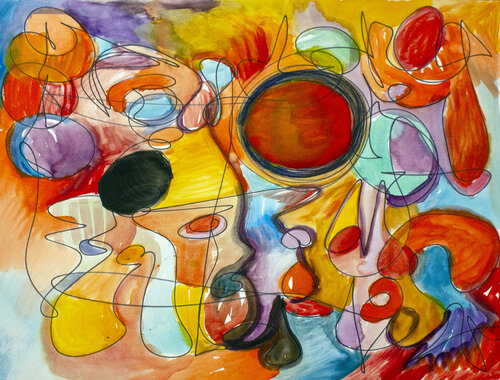 Scarlet path by Nathalie Gribinski, Work on Paper for Sale on Singulart