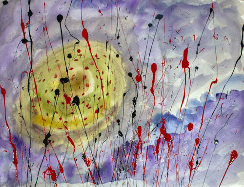 UFO in the Clouds de Nathalie Gribinski, Pintura a la venta en Singulart