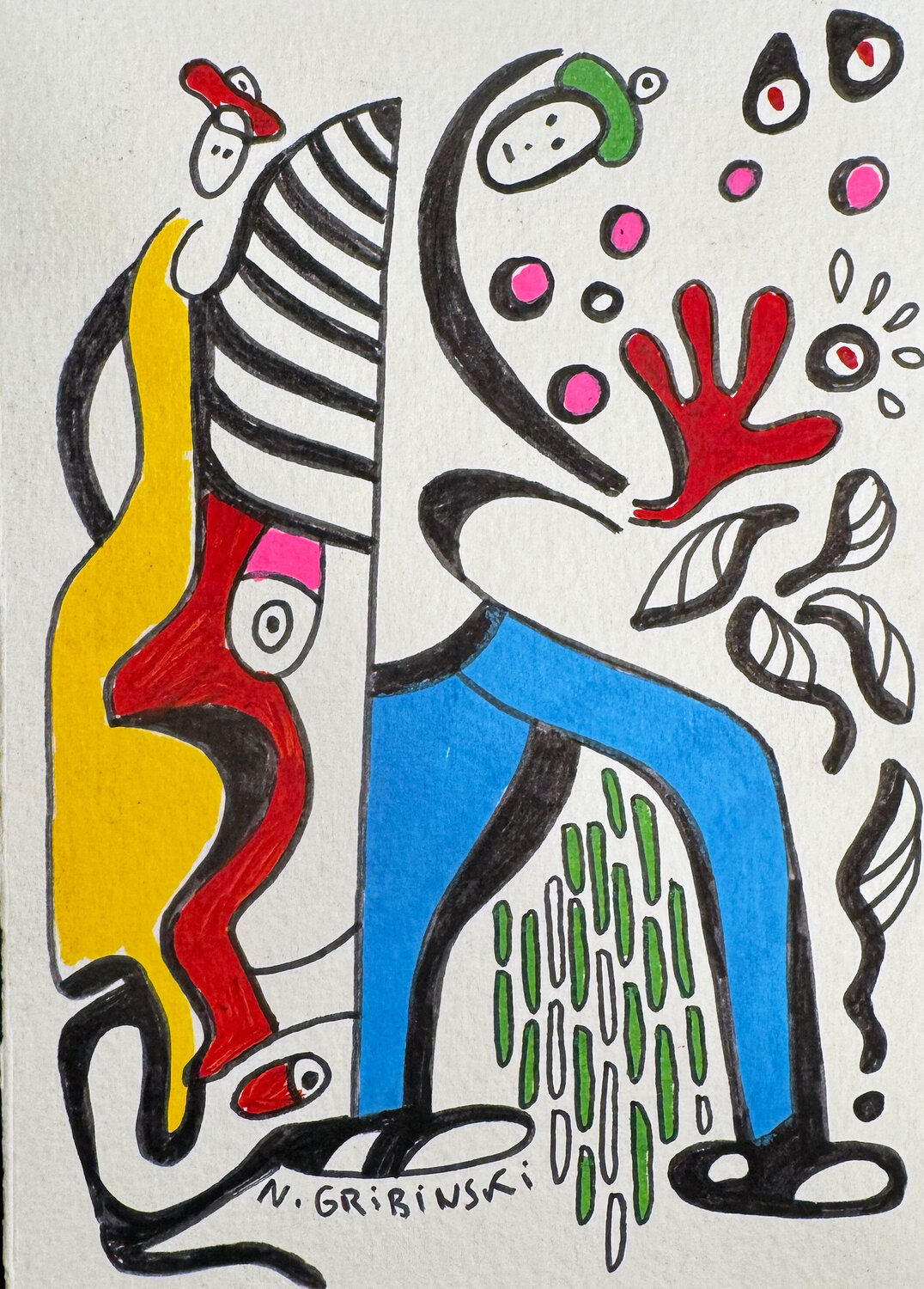 The Red Hand of Rain Nathalie Gribinski Werk auf Papier zu verkaufen