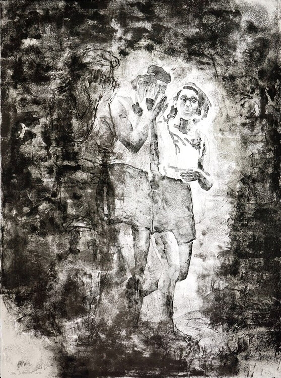 L’existant-Deux figures sortant Jan Saudek Stampa in vendita