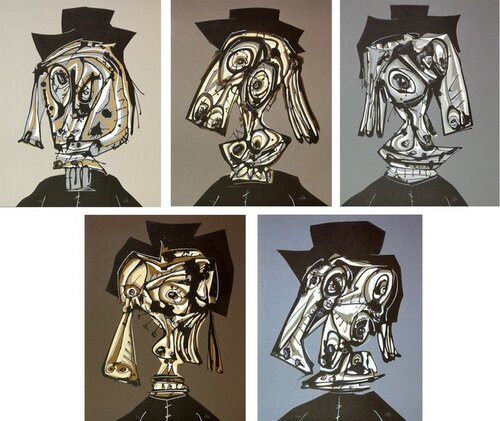 Hommage à Dora Maar 1,2,3,4,5 (Complete suite) by Antonio Saura, Print for Sale on Singulart