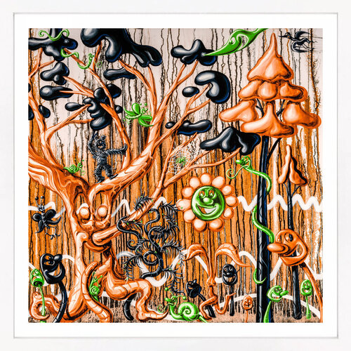 Furungle (Orange), large framed archival print with diamond dust by Kenny Scharf, Print for Sale on Singulart