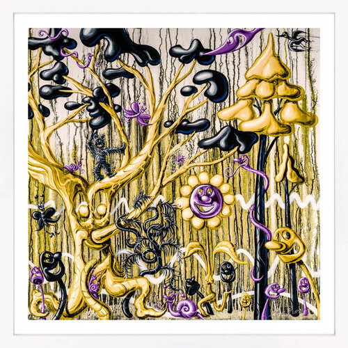 Furungle (Gold), large framed archival print with diamond dust by Kenny Scharf, Print for Sale on Singulart