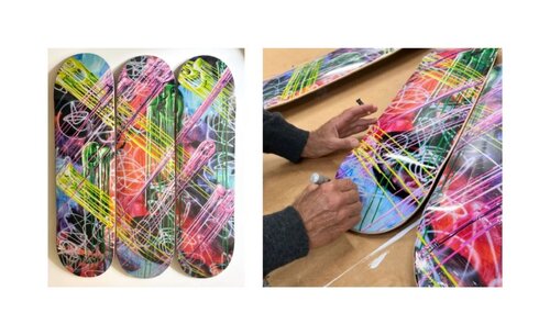 Kenny Scharf - Drip City triptych Limited Edition Skateboard decks skate decks - complete set of three (3) with one HAND SIGNED in silver marker by Kenny Scharf, Print for Sale on Singulart