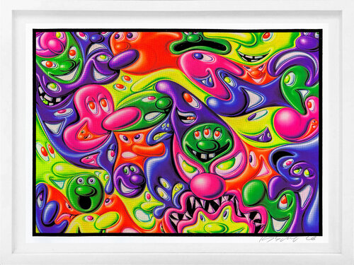 Superblobz, Flocked, Glow in the Dark Print, Hand Signed, Edition of 300, Framed von Kenny Scharf, Druck kaufen auf Singulart