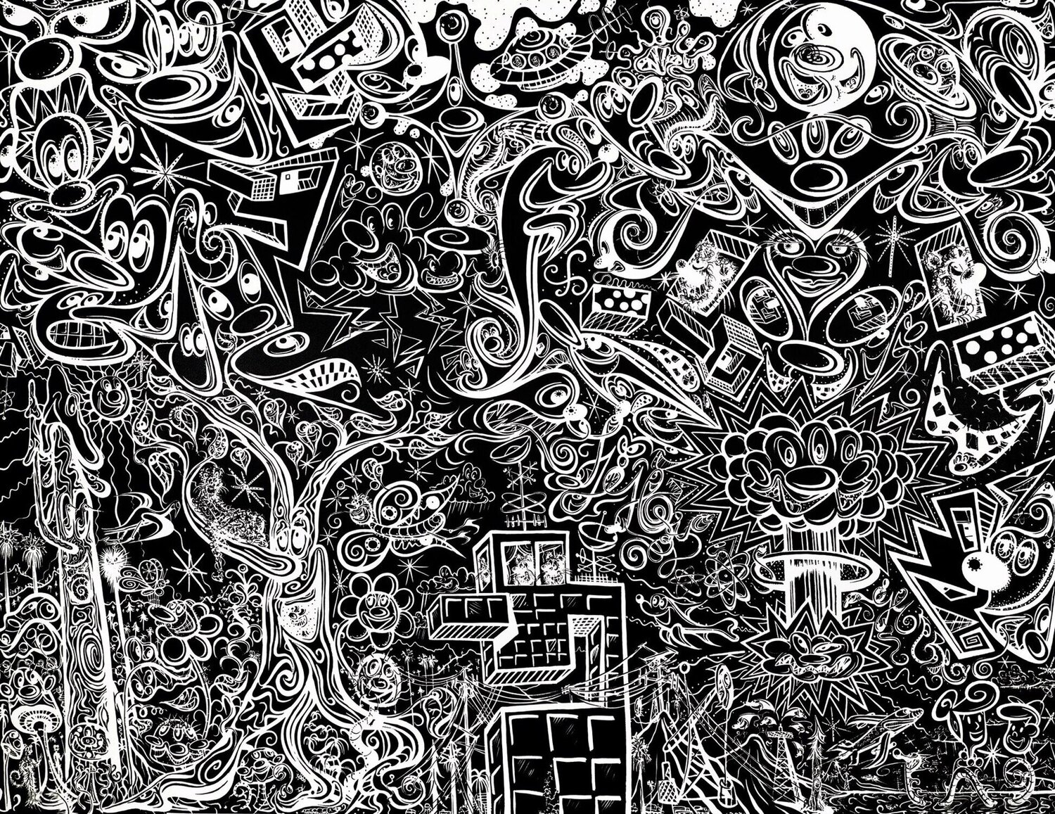 Worlds End (Night) Kenny Scharf Stampa in vendita