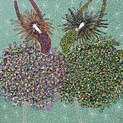 Dancing in the green ( for peace, love and understanding) von Inge Thogersen, Malerei kaufen auf Singulart